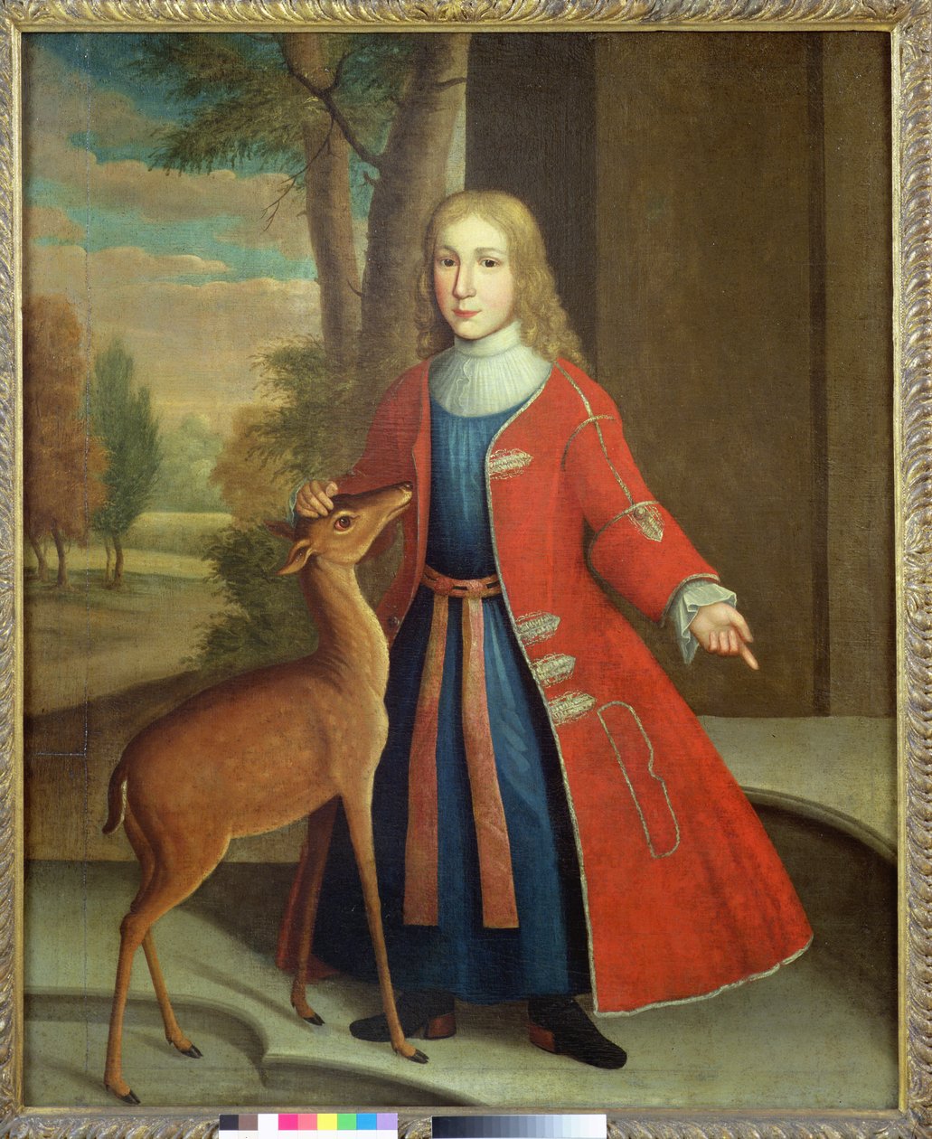 De Peyster Boy with a Fawn, ca 1730-35 (olja på linne) av Gerardus I Duyckinck
