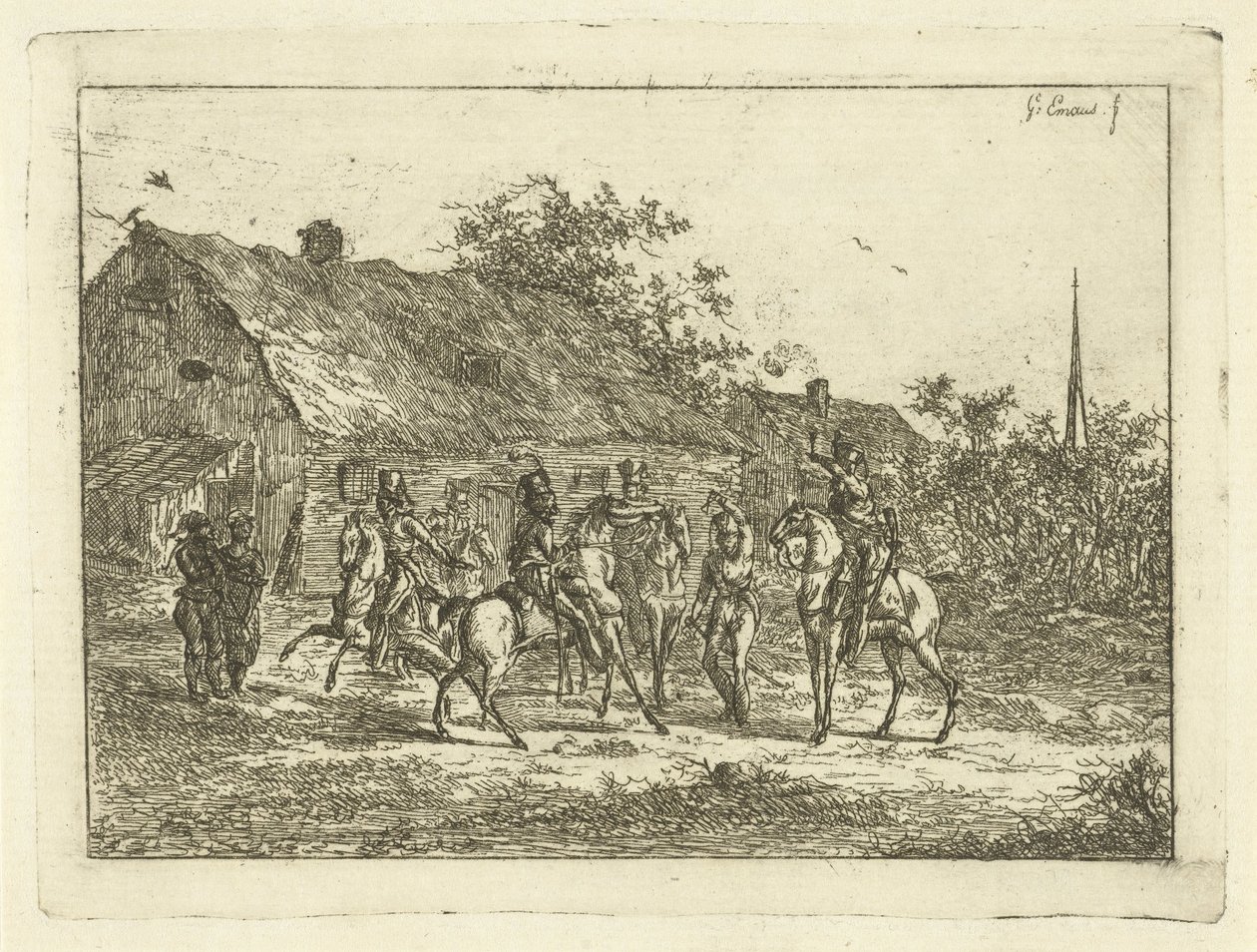 Kavalleri i en by Avskedsdrinken av Gerardus Emaus de Micault