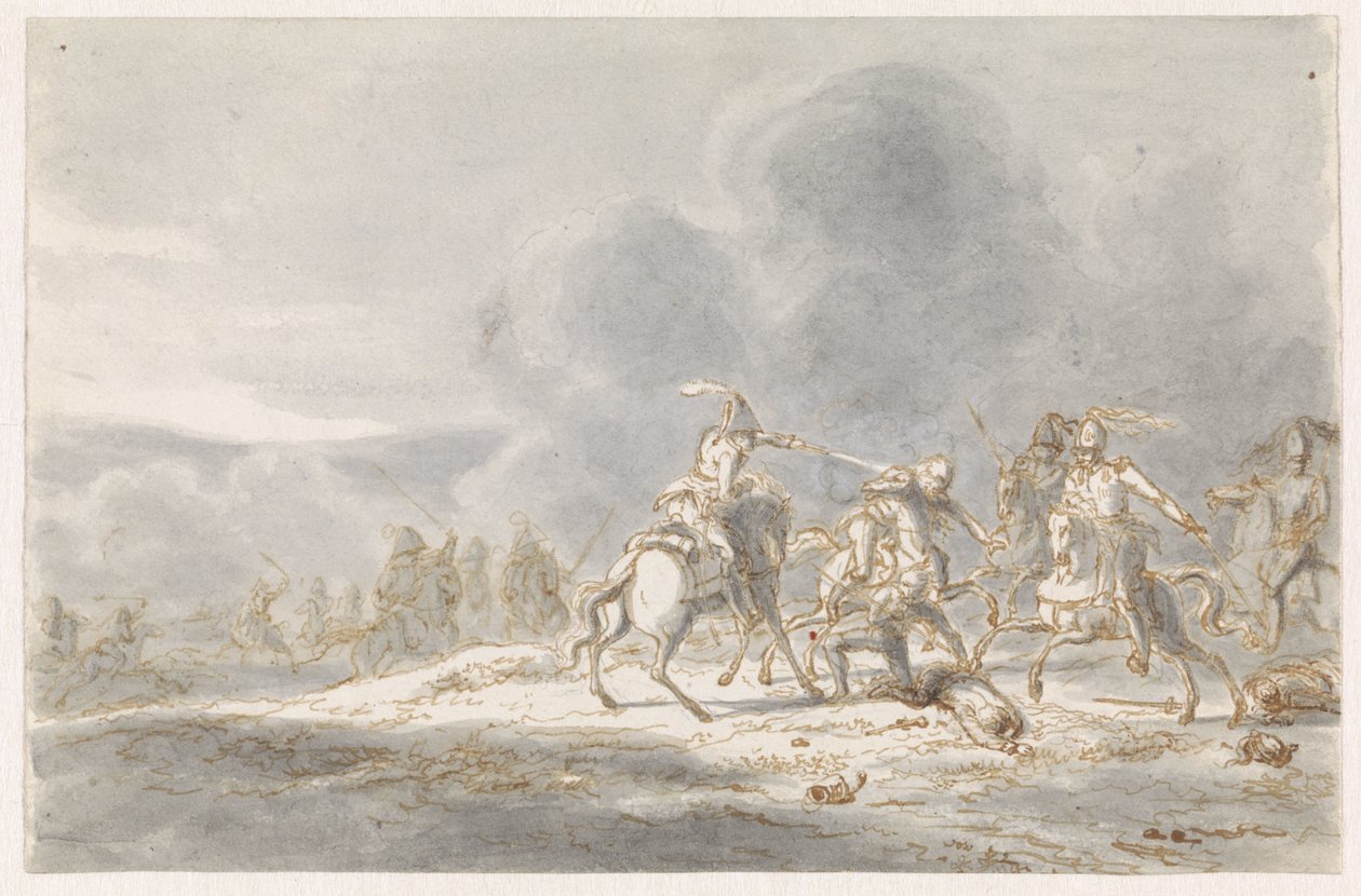 Ryttare kamp av Gerardus Emaus de Micault
