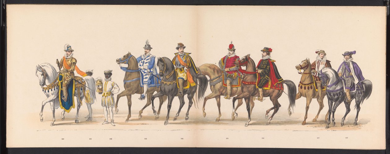 Masquerade of the Leiden Students, 1875 (skylt 10) Maskerad som hölls av medlemmarna i Leidens studentkår den 15 juni 1875 för att fira 300-årsjubileet av Leidsche Hoogeschool, föreställande Leidsche Hoogeschool, avbildad i av Gerardus Johannes Bos