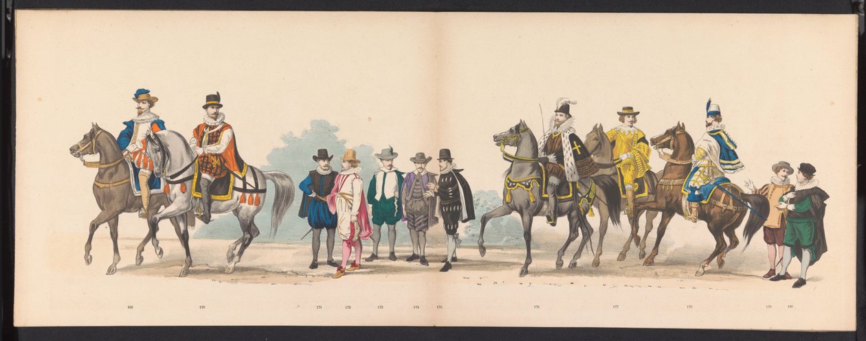Leidenstudenternas maskerad, 1875 (skylt 11) Maskerad som hölls av medlemmarna i Leidens studentkår den 15 juni 1875 för att fira 300-årsjubileet av Leidsche Hoogeschool, föreställande Leidsche Hoogeschool, avbildad i av Gerardus Johannes Bos