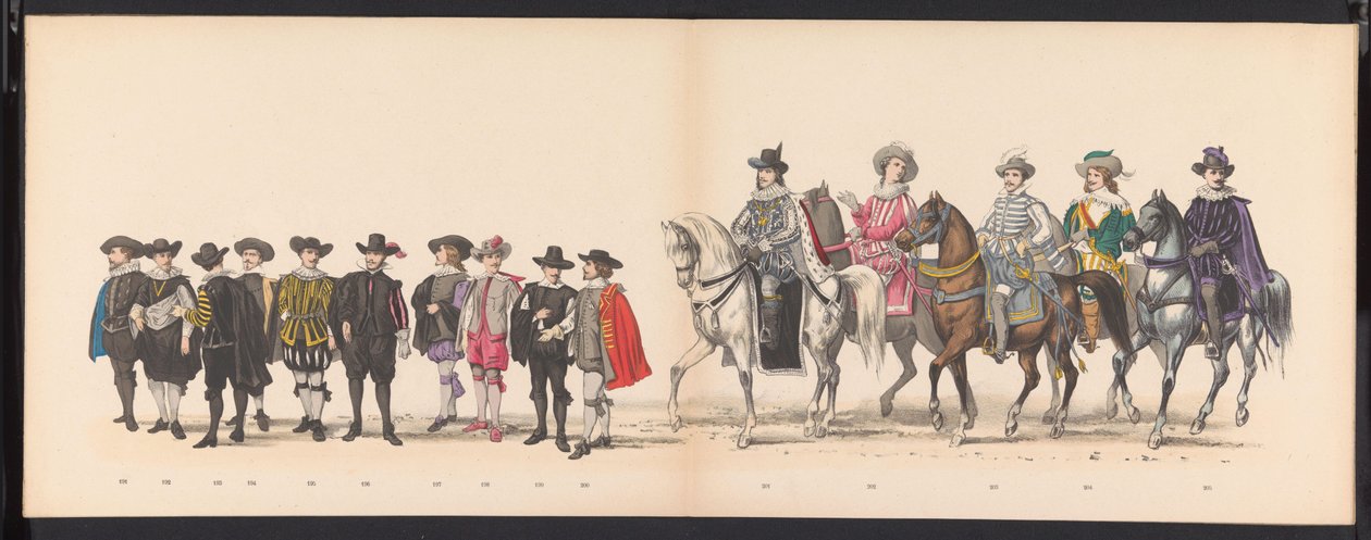 Masquerade of the Leiden Students, 1875 (skylt 13) Maskerad som hölls av medlemmarna i Leidens studentkår den 15 juni 1875 för att fira 300-årsjubileet av Leidsche Hoogeschool, föreställande Leidsche Hoogeschool, avbildad i av Gerardus Johannes Bos