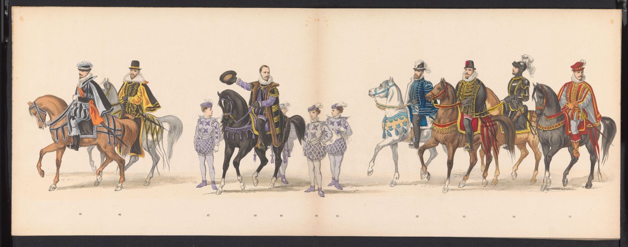 Masquerade of the Leiden Students, 1875 (skylt 5) Maskerad som hölls av medlemmarna i Leidens studentkår den 15 juni 1875 för att fira 300-årsjubileet av Leidsche Hoogeschool, föreställande Leidsche Hoogeschool, avbildad i av Gerardus Johannes Bos