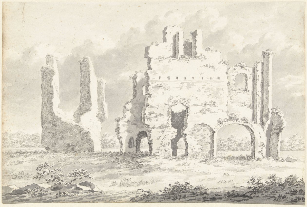 Ruin av klostret Rijnsburg av Gerardus Johannes Verburgh