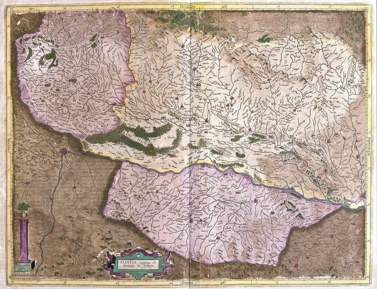 Alsace, norra Frankrike (gravyr av Gerardus Mercator