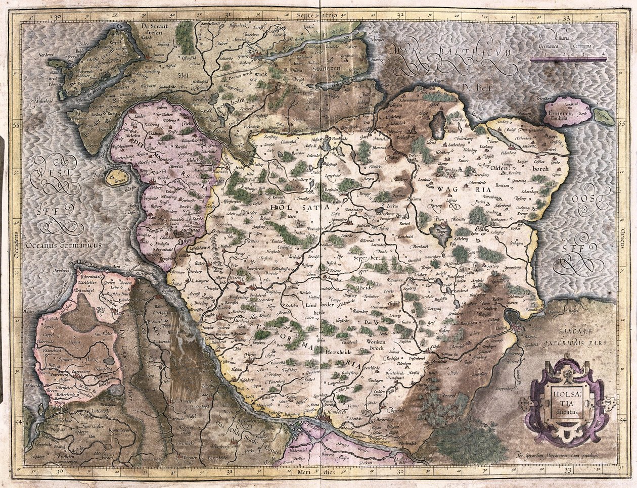 Alsatia, Tyskland (gravyr av Gerardus Mercator