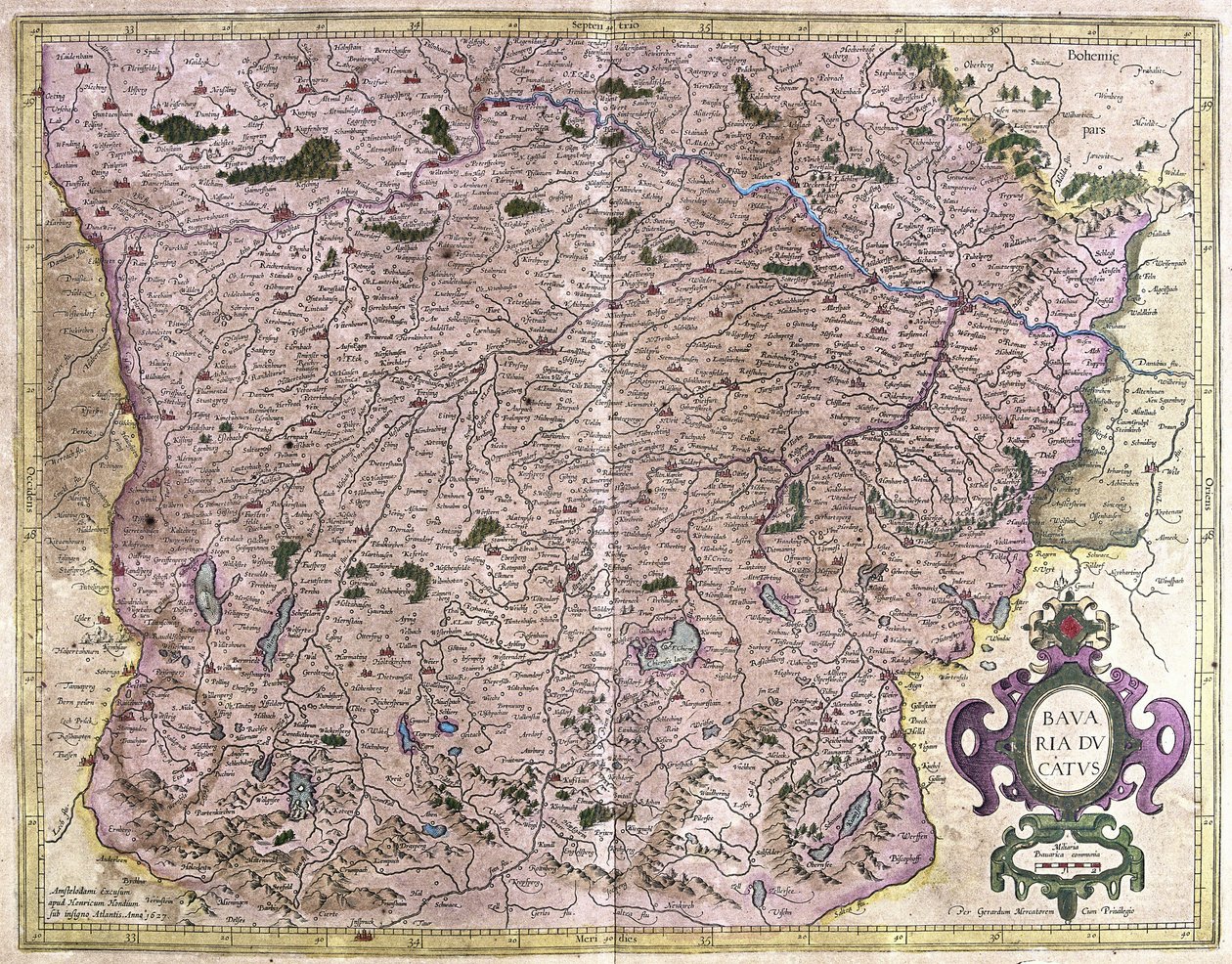 Bayern, Tyskland (gravyr av Gerardus Mercator