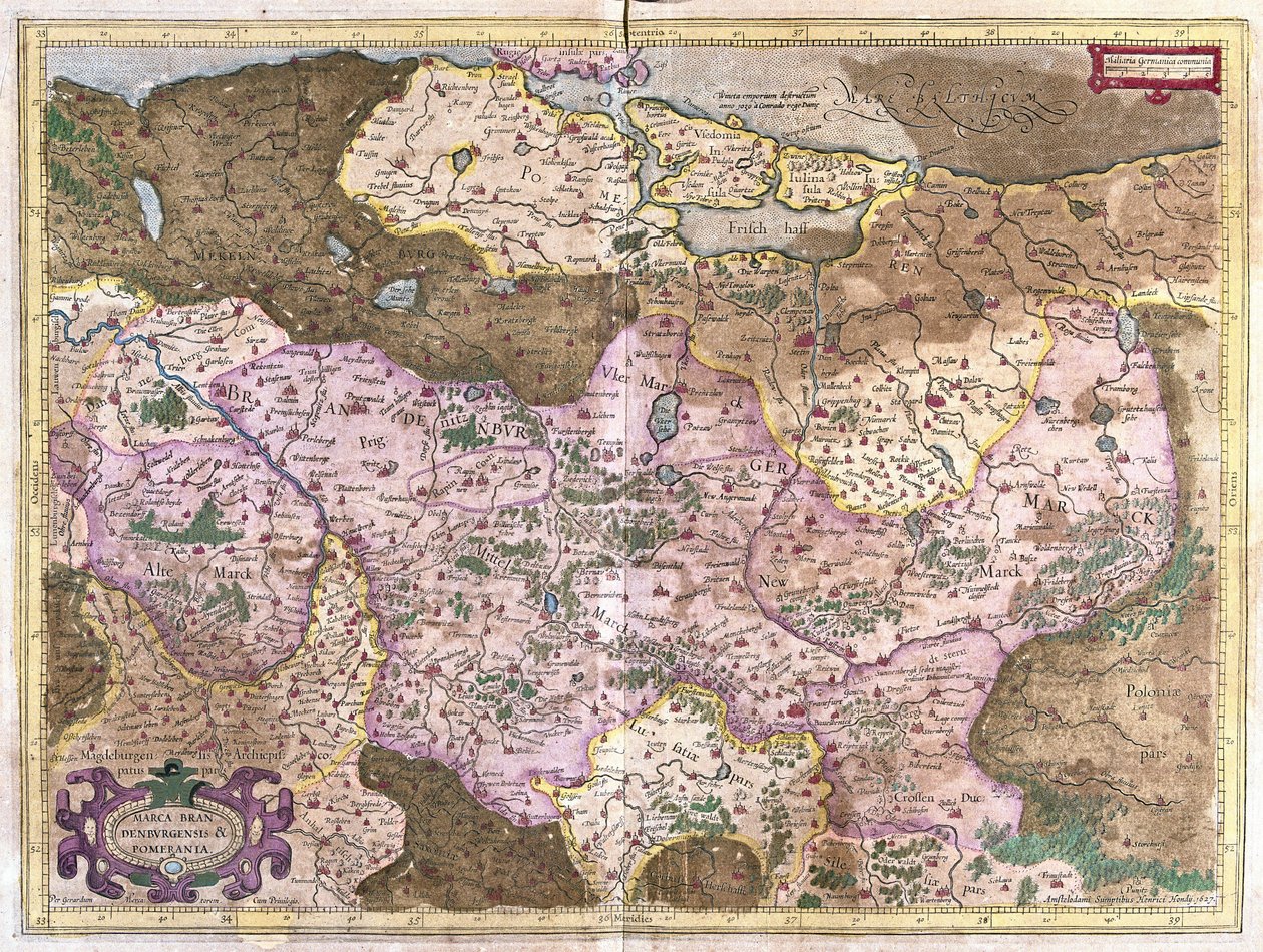 Brandenburg och Berlin, Tyskland (gravyr av Gerardus Mercator