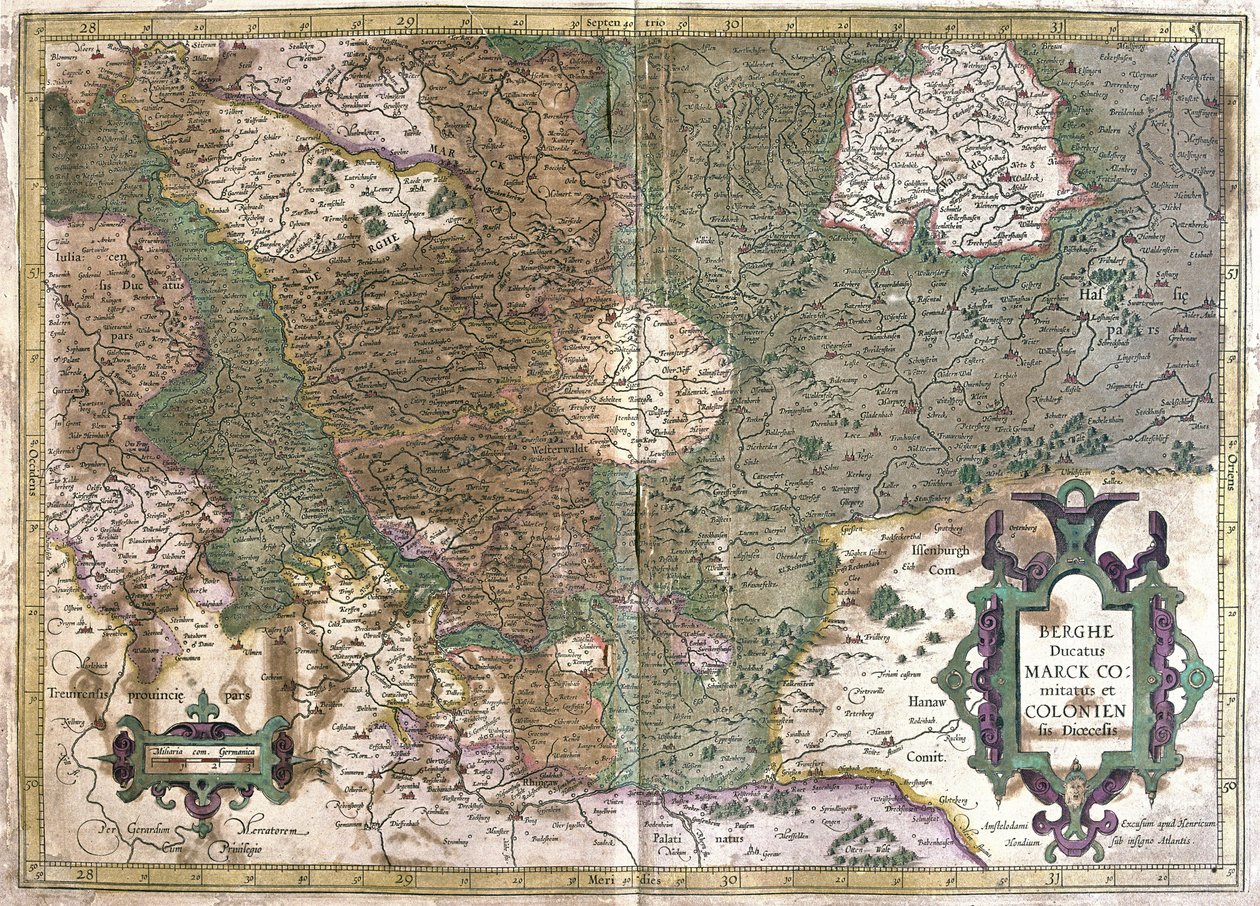 Köln, Waldeck (Hessen), Tyskland (gravyr av Gerardus Mercator