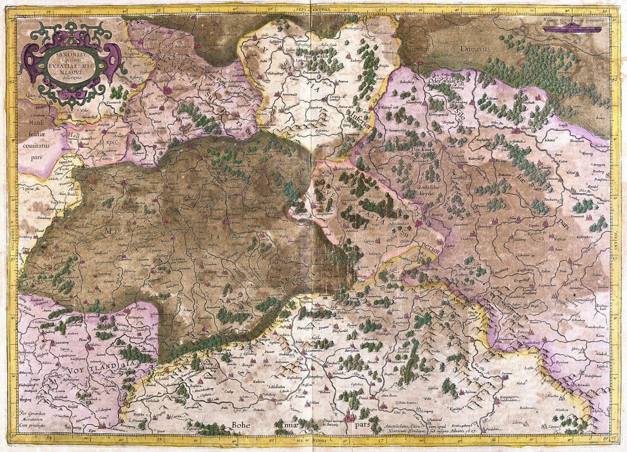 Tyskland, Tjeckoslovakien och Polen (gravyr av Gerardus Mercator