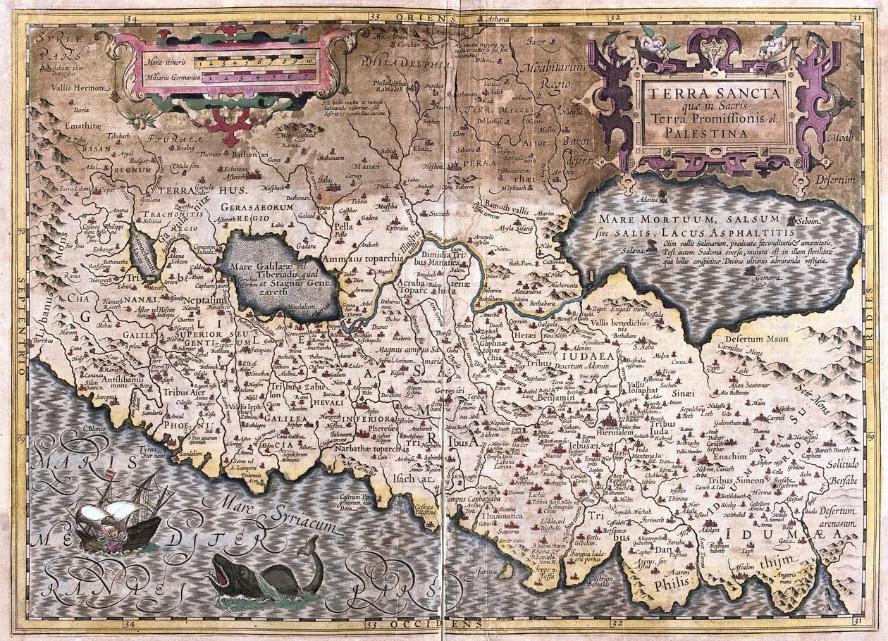 Heliga landet och Palestina (gravyr av Gerardus Mercator