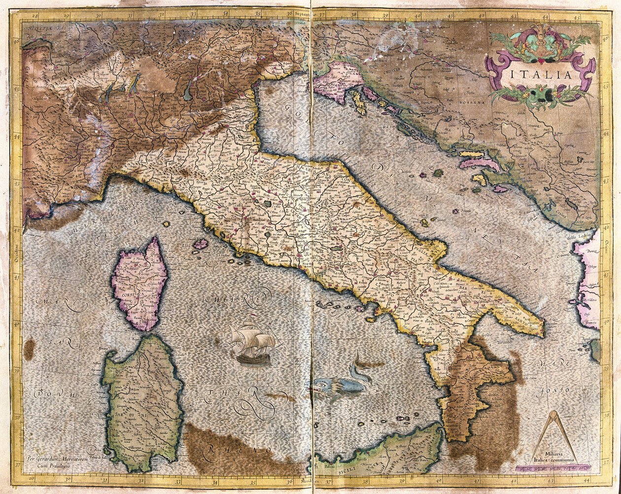 Italien (gravyr av Gerardus Mercator