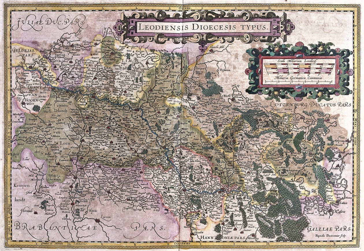 Liege, Belgien (gravyr av Gerardus Mercator