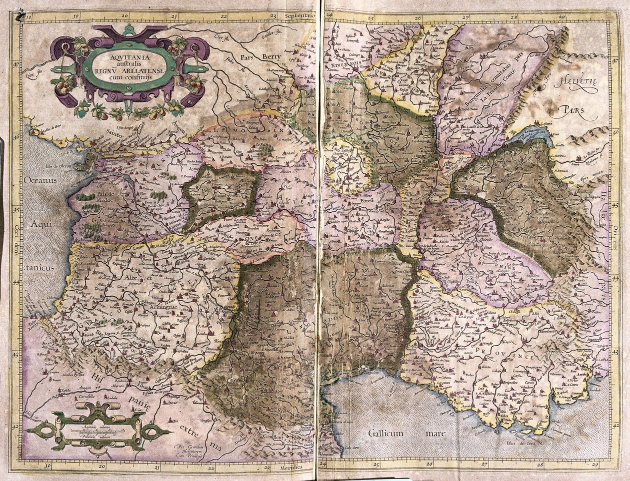 Limousine, Languedoc, Auvergne, Bourgogne och Provence, södra Frankrike av Gerardus Mercator