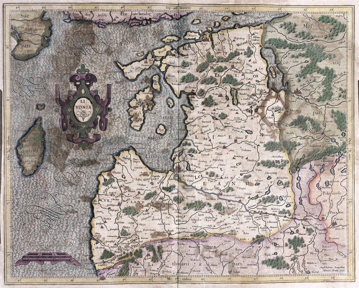 Norra Östersjöregionen, Riga, Lettland (gravyr av Gerardus Mercator