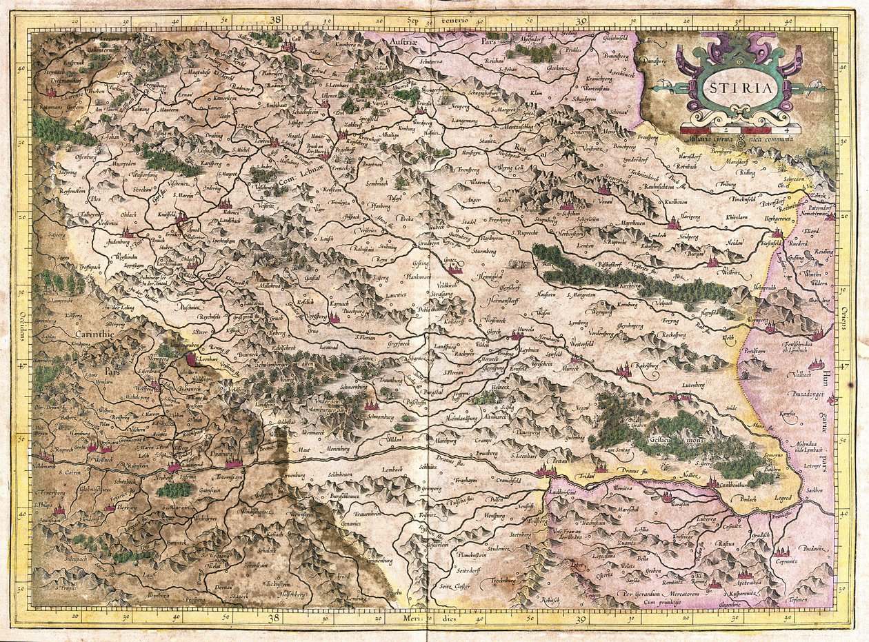 Steiermark, Österrike (gravyr av Gerardus Mercator