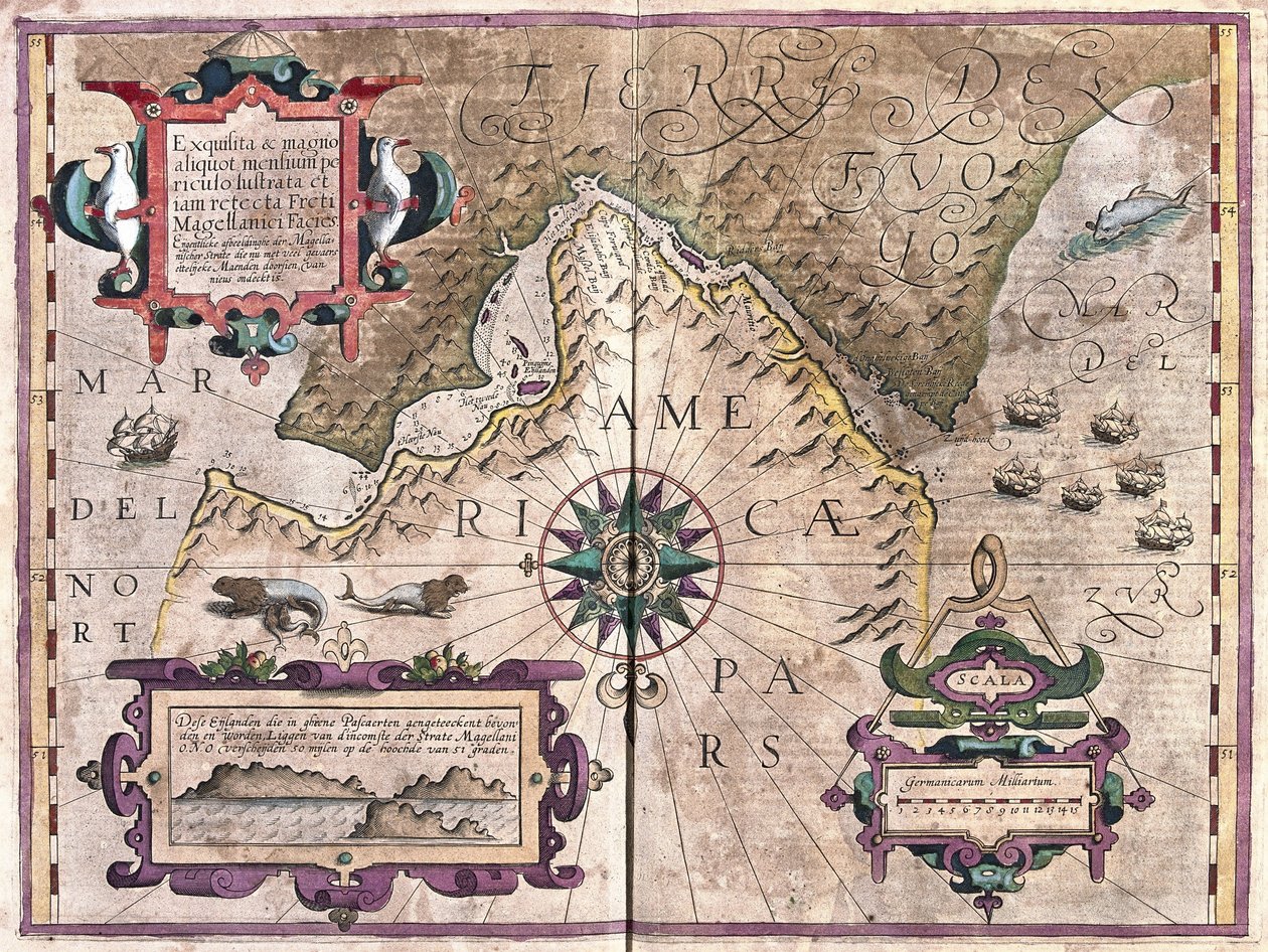 Magellansundet (gravyr av Gerardus Mercator