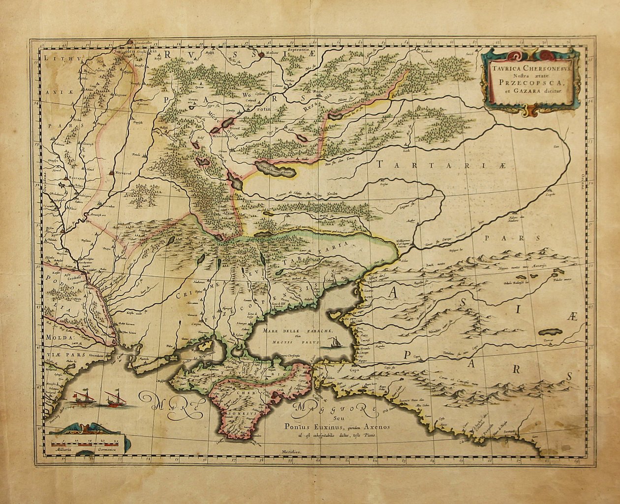 Taurica Chersonesus. Karta över Krim, 1595 av Gerardus Mercator
