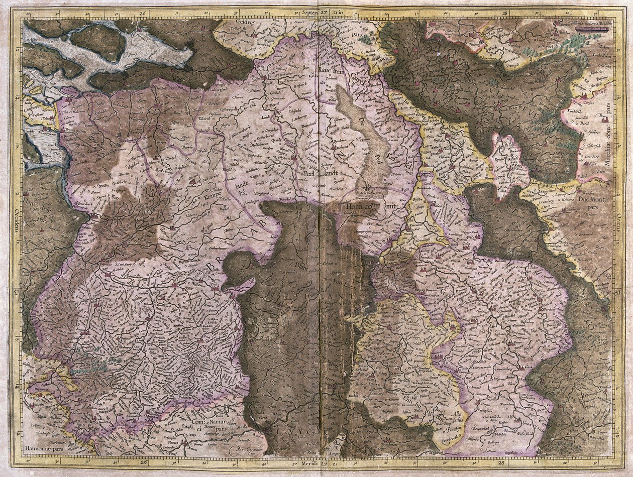 Namnlös karta över Brabant: Belgien och Nederländerna (gravyr av Gerardus Mercator