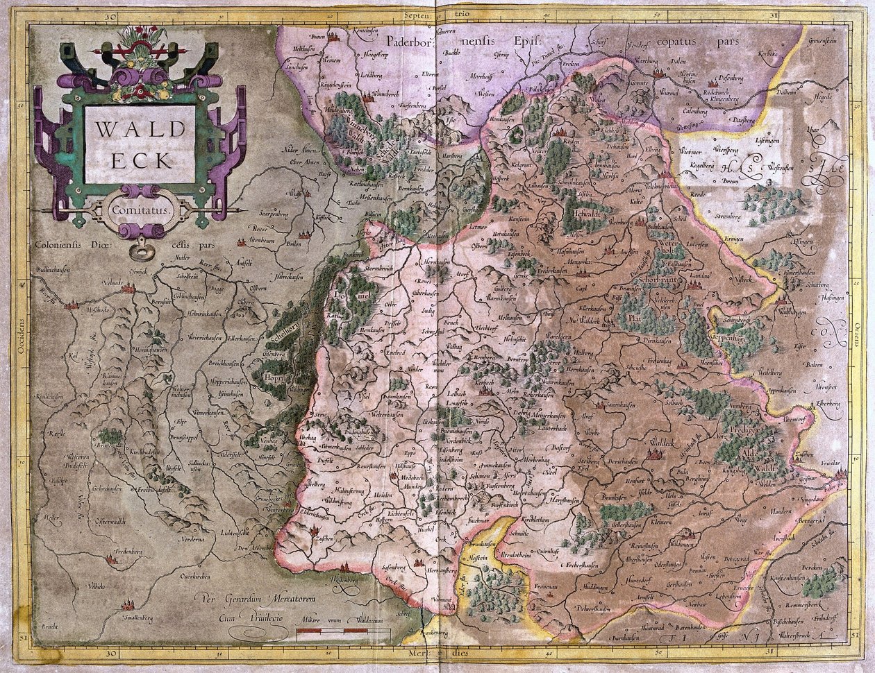 Waldeck (Hessen), Tyskland (gravyr av Gerardus Mercator