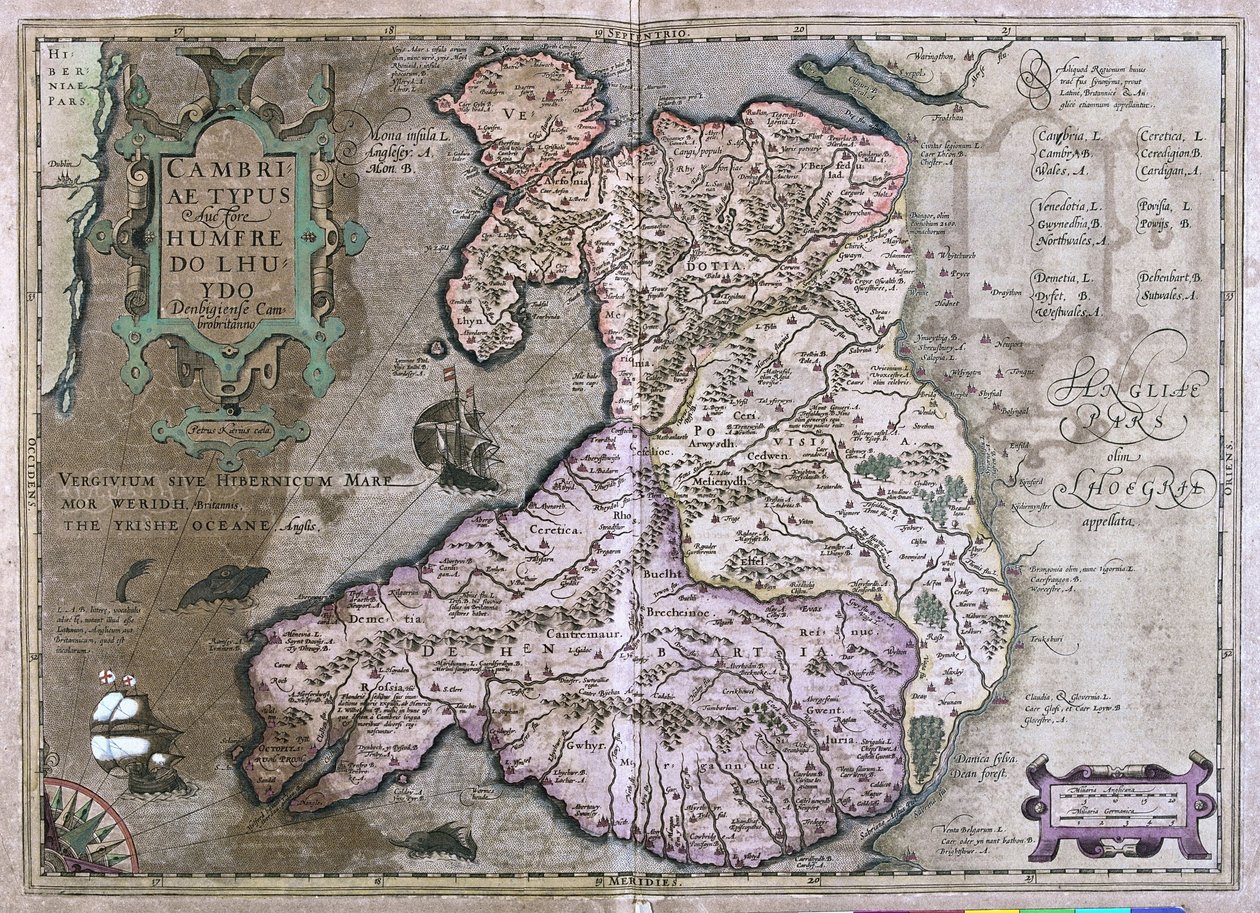 Wales, Storbritannien (gravyr av Gerardus Mercator