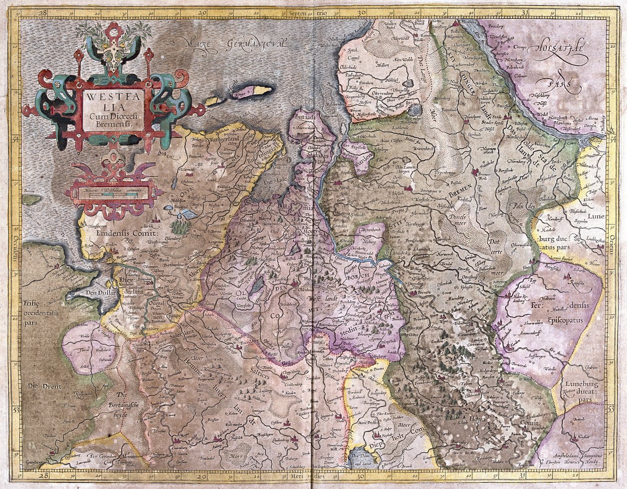 Westfalia, Tyskland (gravyr av Gerardus Mercator
