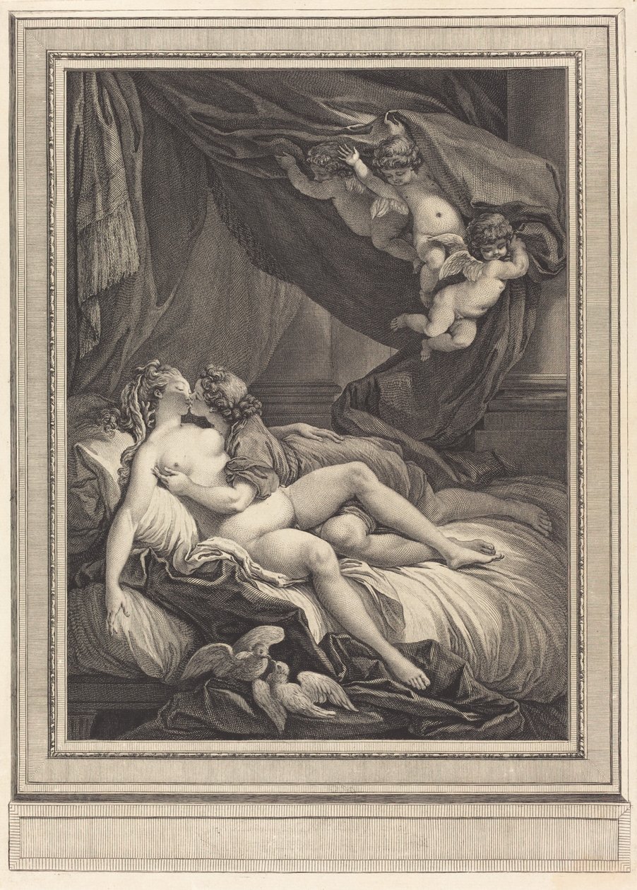 Venus och Adonis av Geraud Vidal after Charles Monnet