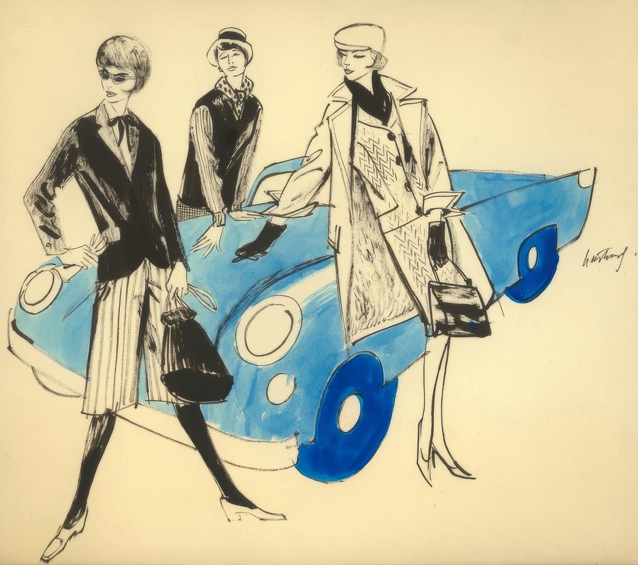 Kostym, culottes, linne / G. Hartung av Gerd Hartung
