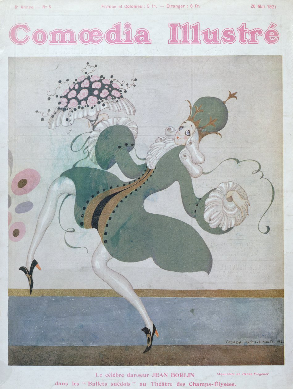 Jean Borlin (1893-1930), stjärna i Kungliga Svenska Baletten, från omslaget till Comoedia Illustre, maj 1921. av Gerda Marie Frederike Wegener