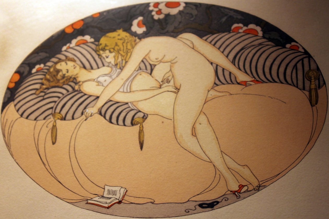 Serie von Aquarellen, die 1925 unter dem Titel Les Delassements d´Eros in Erotopolis Paris erschienen av Gerda Marie Frederike Wegener