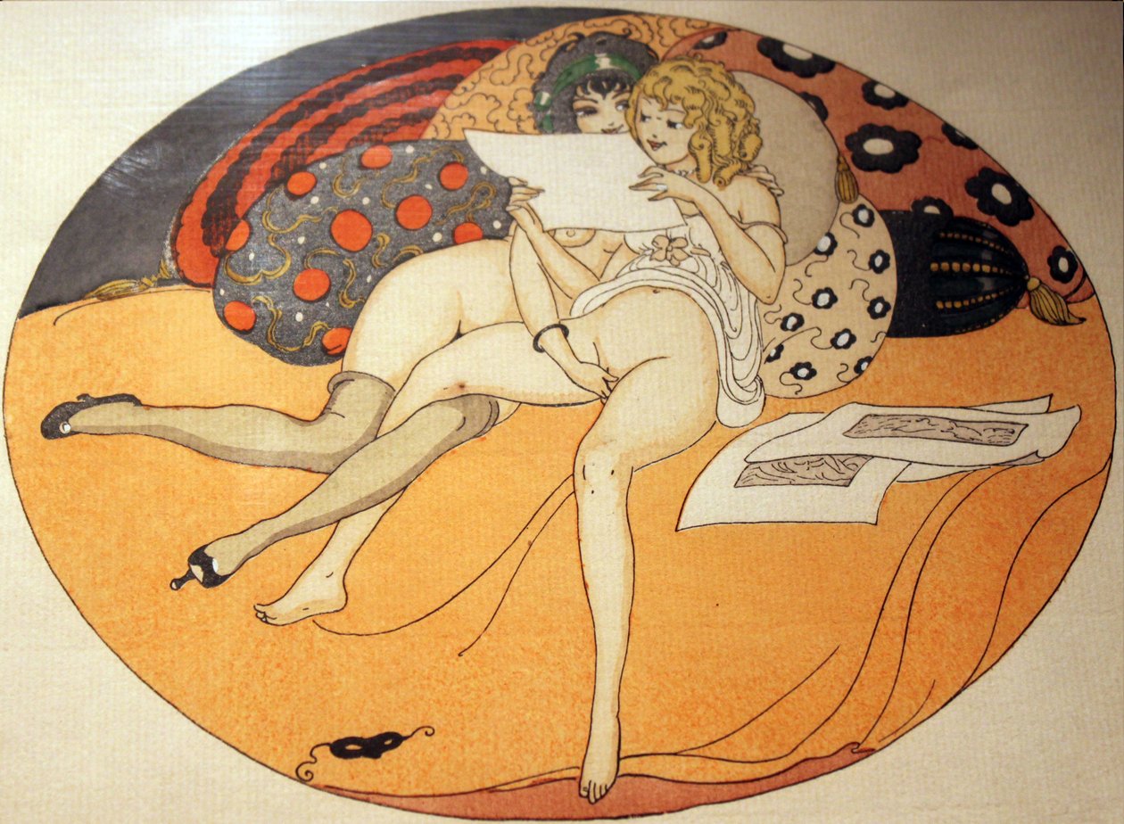 Serie von Aquarellen, die 1925 unter dem Titel The Delights of Eros in Erotopolis Paris erschienen av Gerda Marie Frederike Wegener
