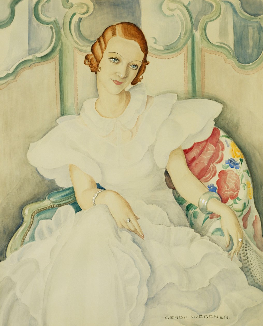 Porträtt av en dam, halvlängd av Gerda Marie Frederike Wegener