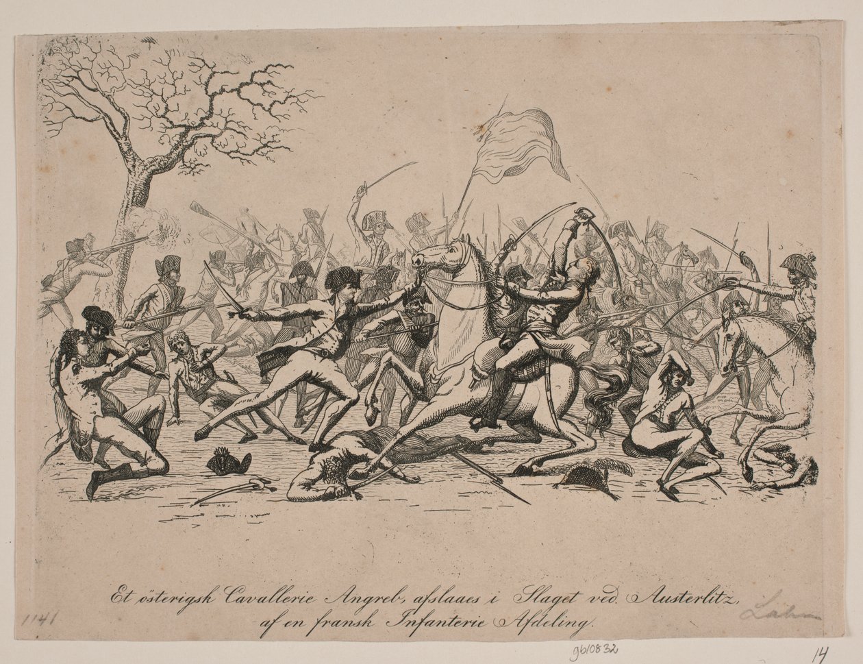 En österrikisk cavalleria-laddning av lås vid slaget vid Austerlitz av Gerhard Ludvig Lahde