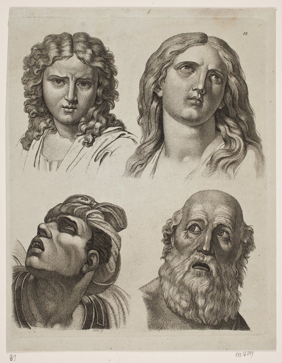 Fyra studiehuvuden efter italienska bilder av Gerhard Ludvig Lahde