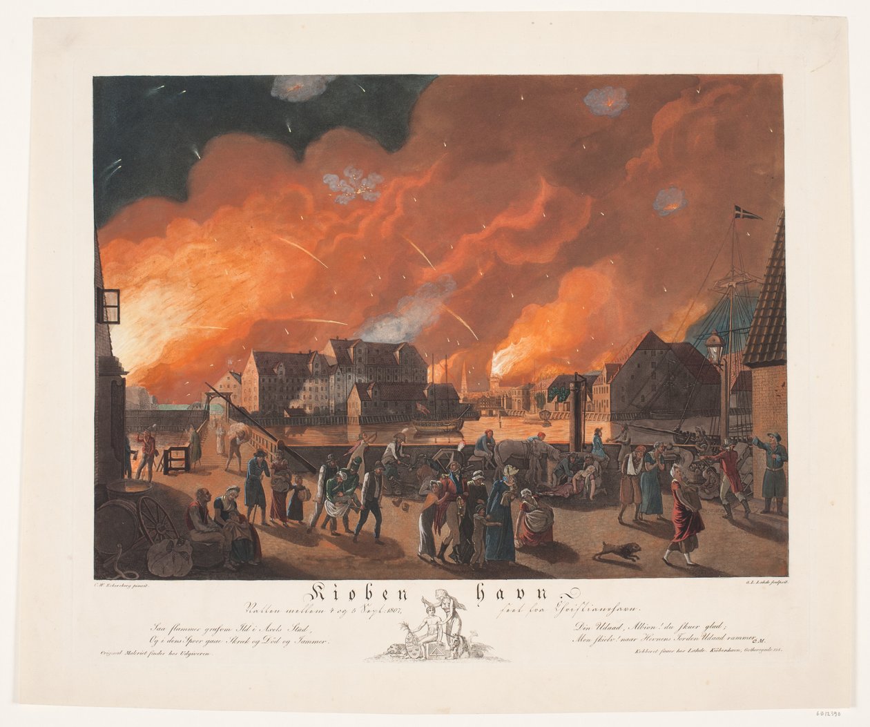 Köpenhamn, natten mellan den 4 och 5 september sett från Christianshavn av Gerhard Ludvig Lahde