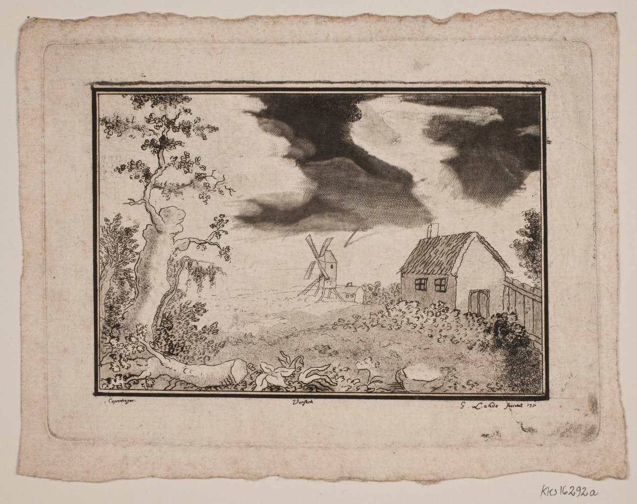 Landskap med hus och kvarn av Gerhard Ludvig Lahde