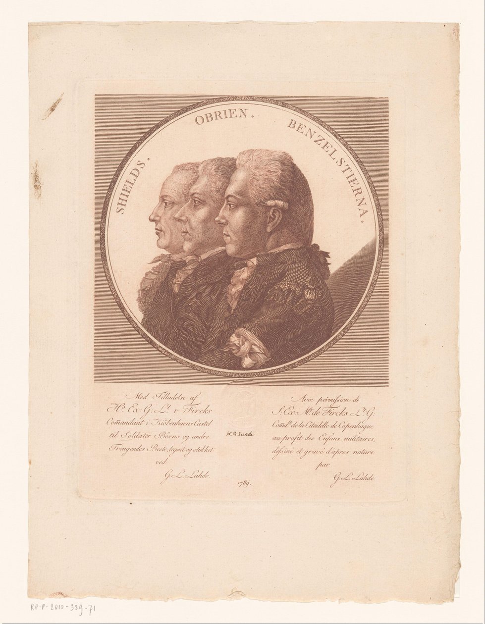 Porträtt av Shields, Obrien och Benzelstierna av Gerhard Ludwig Lahde