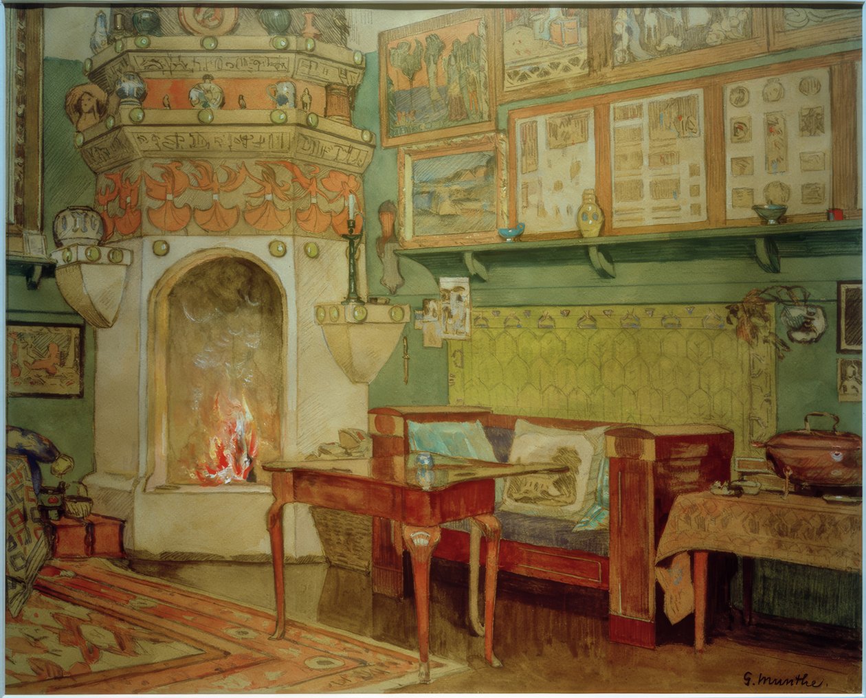 Interiör "Leveld" Vardagsrum av Gerhard Peter Frantz Vilhelm Munthe