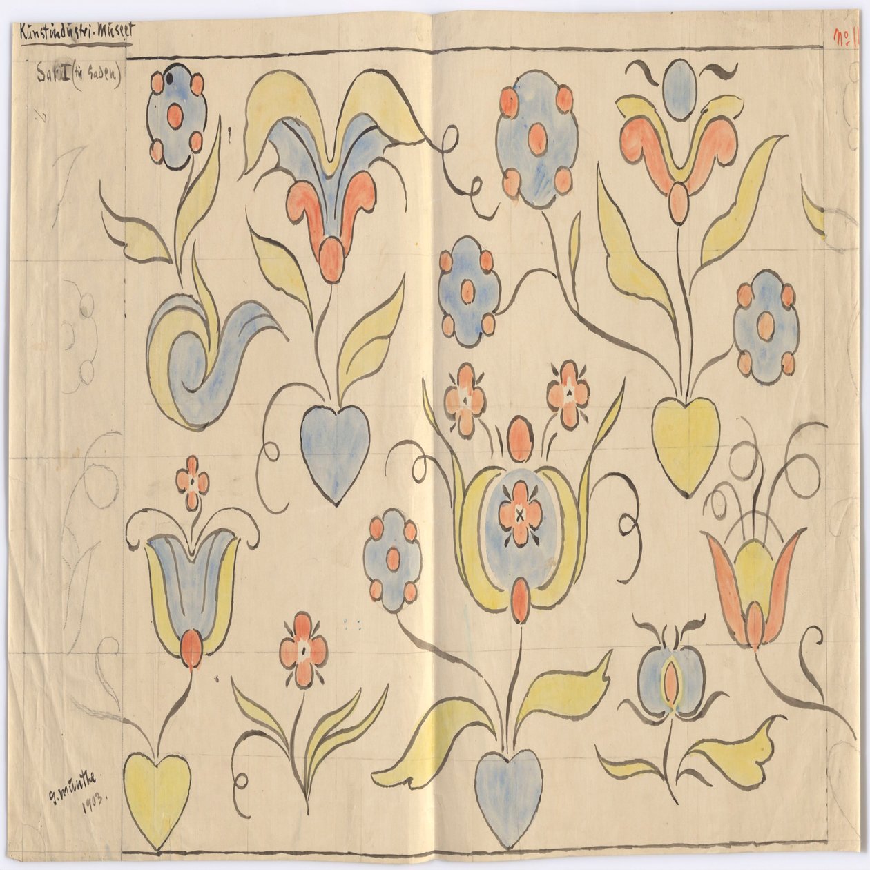 Oslo Konstindustrimuseum: Sal I (mot Gaden). Blad nr 11 av Gerhard Munthe