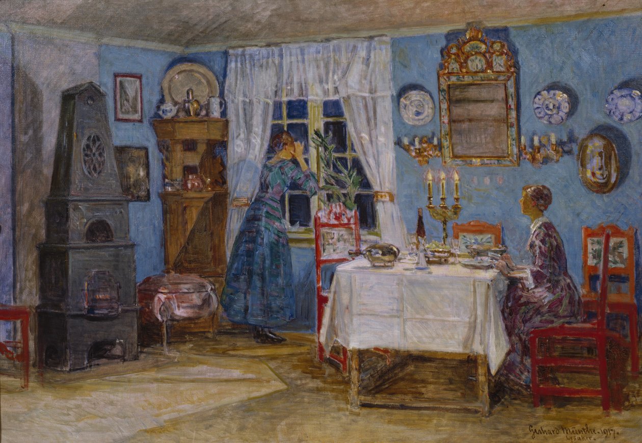 Kommer han inte snart? 1917 (olja på duk) av Gerhard Peter Frantz Vilhelm Munthe