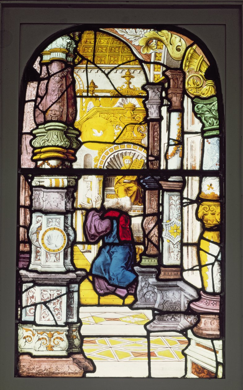 Simeon i templet som skådar den heliga Anden (glasmålning) av Gerhard Remisch