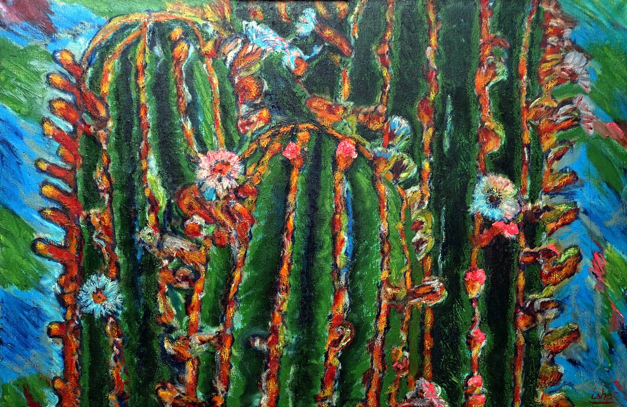 Blooming Cactus, 2013 (olja på duk) av Gerhardt Isringhaus