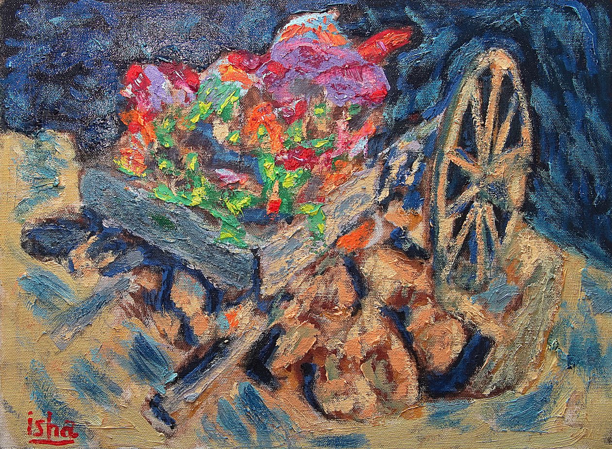 Cabo Flower Wagon,2019 (olja på duk) av Gerhardt Isringhaus