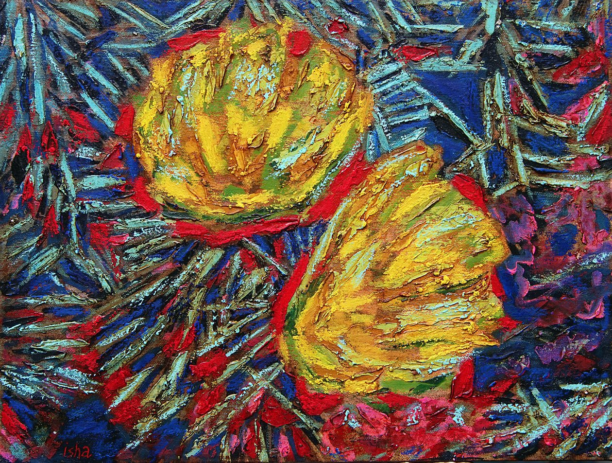 Cactus Flowers,2019 (olja på duk) av Gerhardt Isringhaus