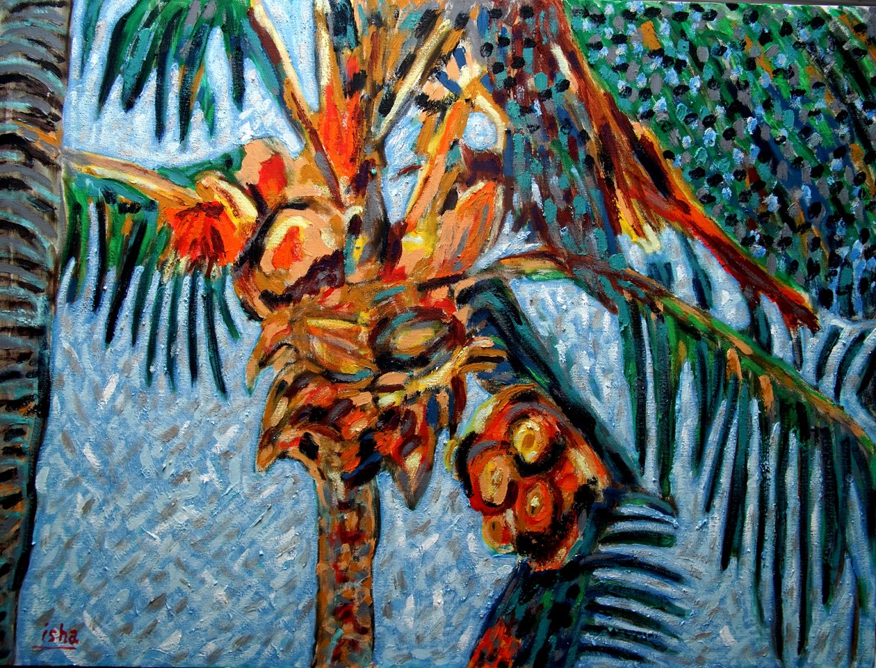 Coconut Palm at Noon,2019 (olja på duk) av Gerhardt Isringhaus