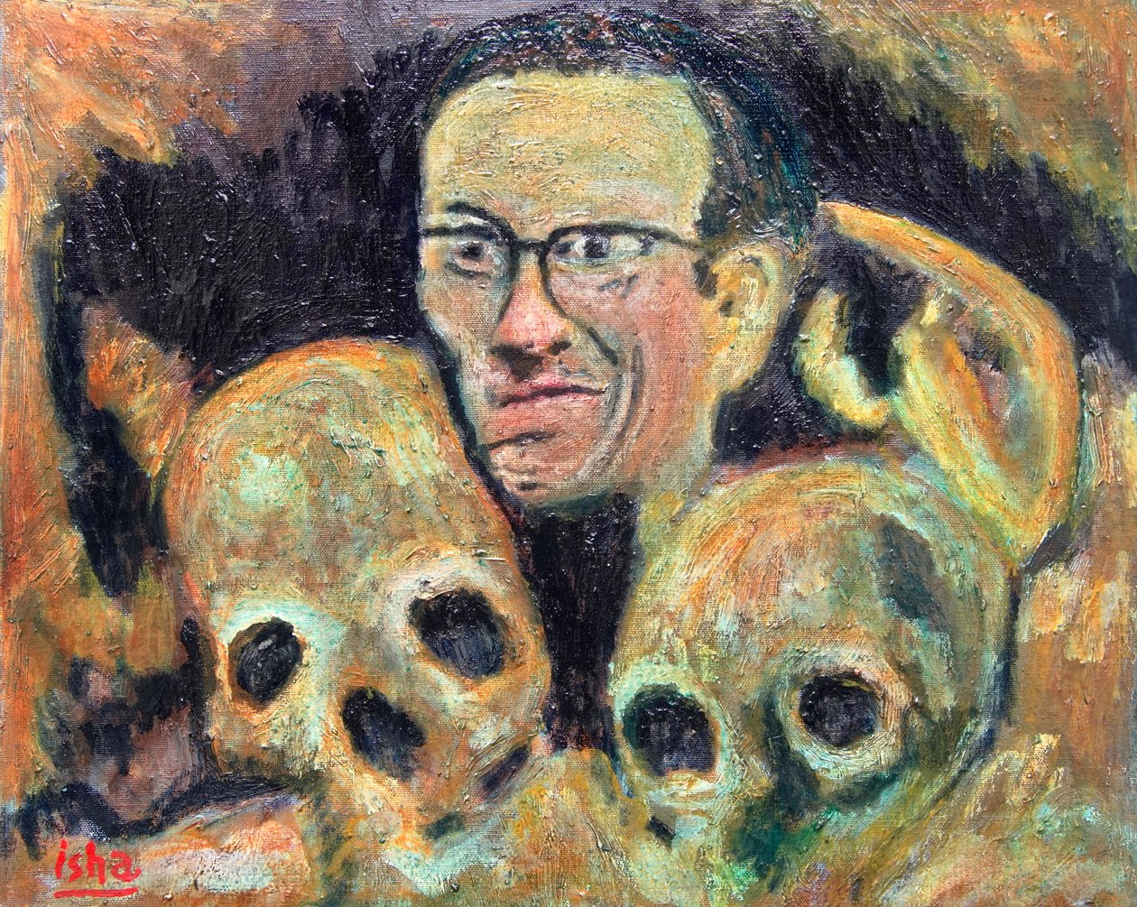 Crumb Skulls (hyllning till R.Crumb), 2019 (olja på duk) av Gerhardt Isringhaus