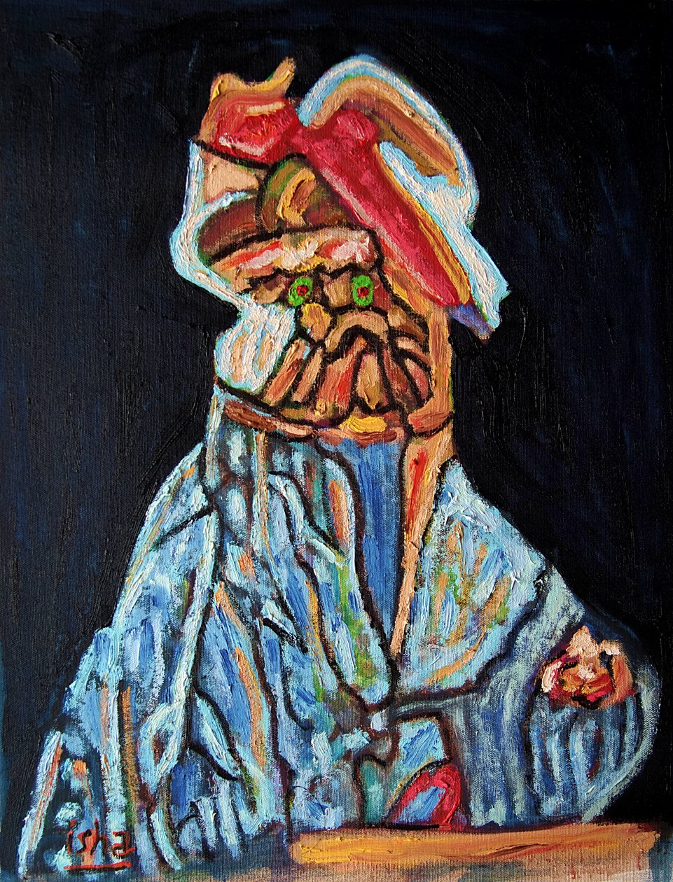 Olive eyed Dog Shaman, 2022 (olja på duk) av Gerhardt Isringhaus
