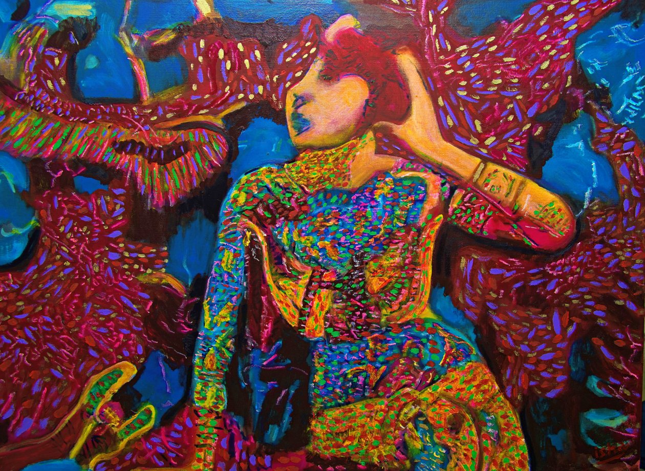 Tattooed Temptress II,2023, olja på duk av Gerhardt Isringhaus
