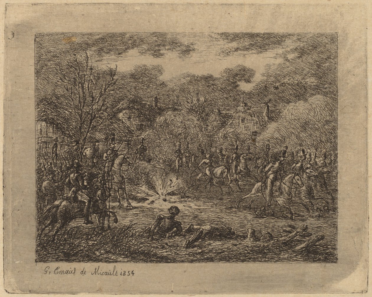 Explosion av en granat av Gerhardus Emaus de Micault