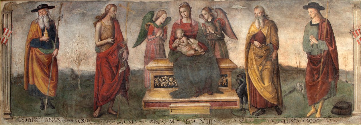 Jungfru och barn med heliga, 1508. av Gerino da Pistoia